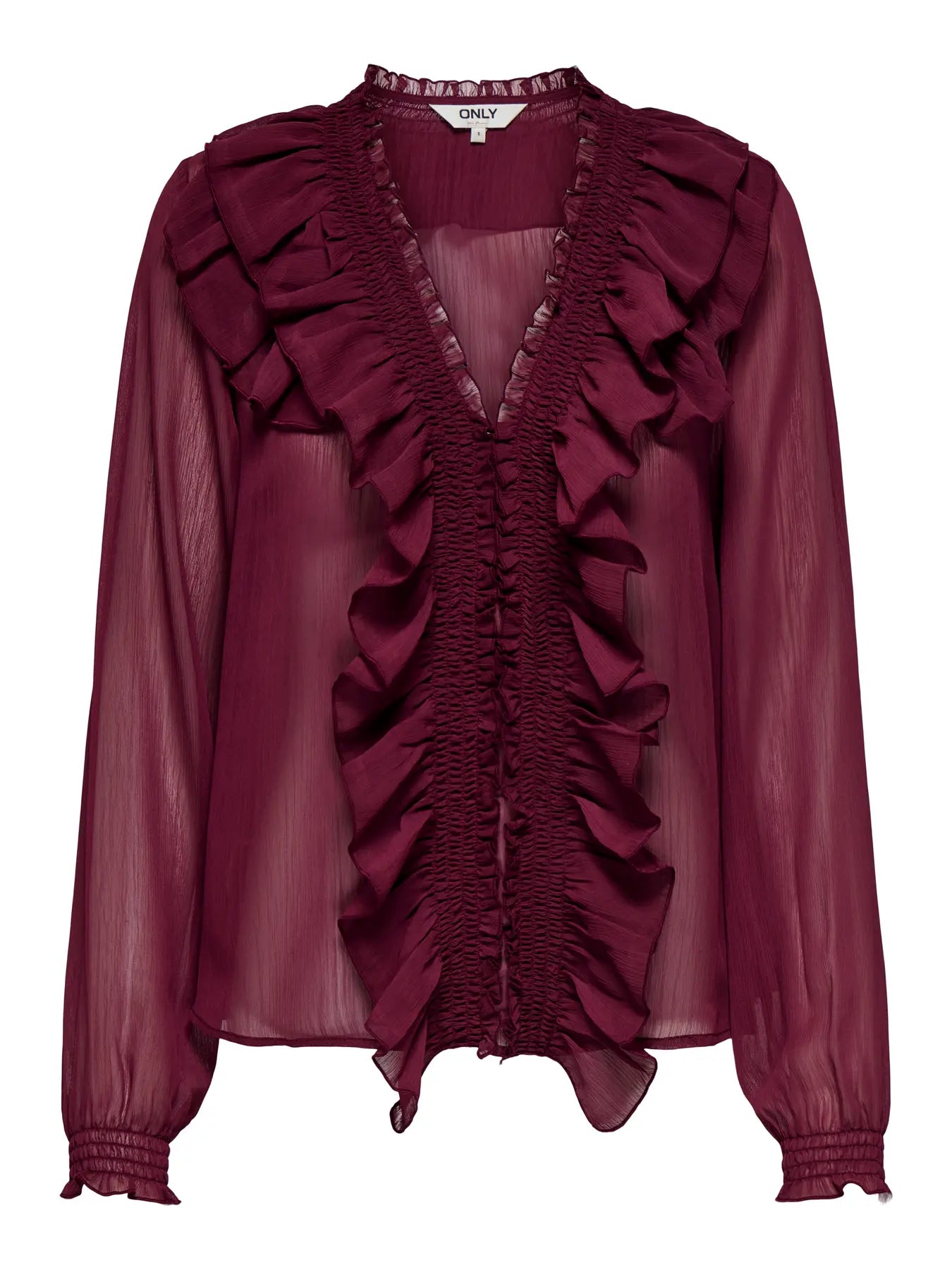 ONLANINA LIFE LS RUFFEL V-NECK TOP WVN
