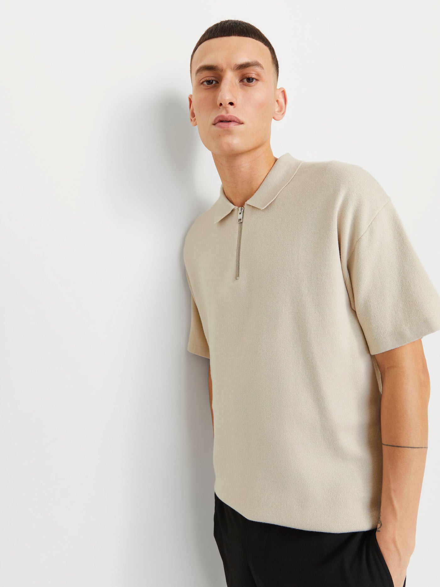 JJTROY KNIT ZIP POLO