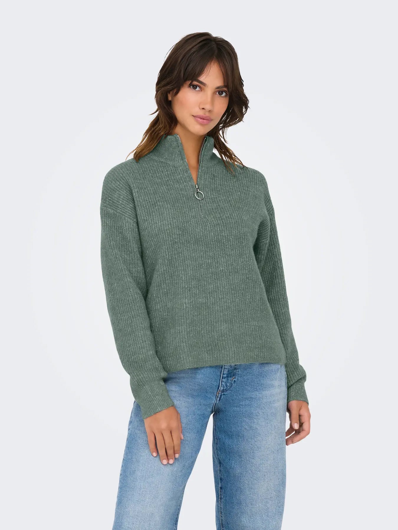 ONLTOKYO SOLID L/S ZIP PULLOVER KNT NOOS