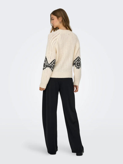 JDYNAOMI L/S RAGLAN JACQ CABLE PULL KNT