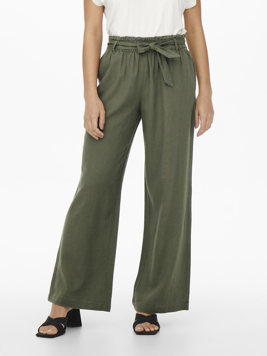 JDYSAY MW LINEN BELT PANT WVN