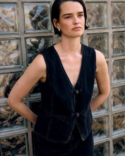 OBJZARAFINE S/L RE DENIM WAISTCOAT 141