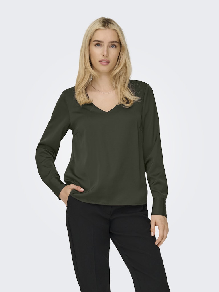 ONLMIKA VIS SATIN L/S JEW V-NECK TOP WVN