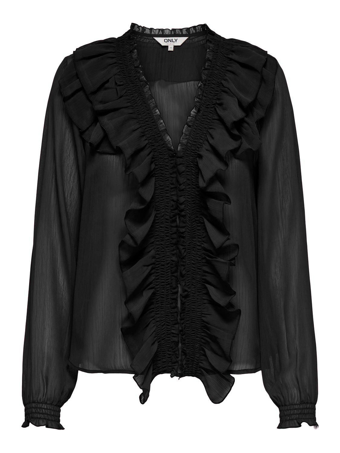 ONLANINA LIFE LS RUFFEL V-NECK TOP WVN