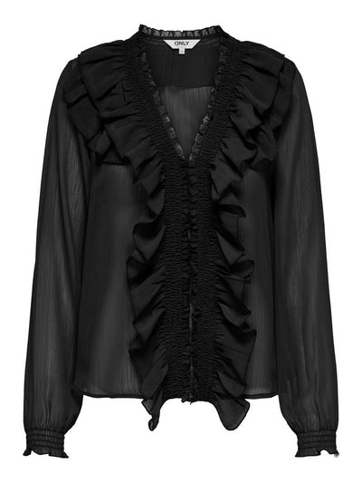 ONLANINA LIFE LS RUFFEL V-NECK TOP WVN