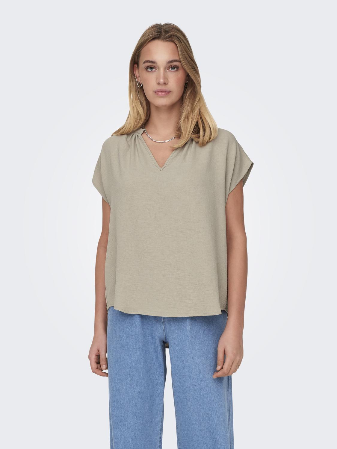 ONLPAM LIFE SS V-NECK TOP WVN