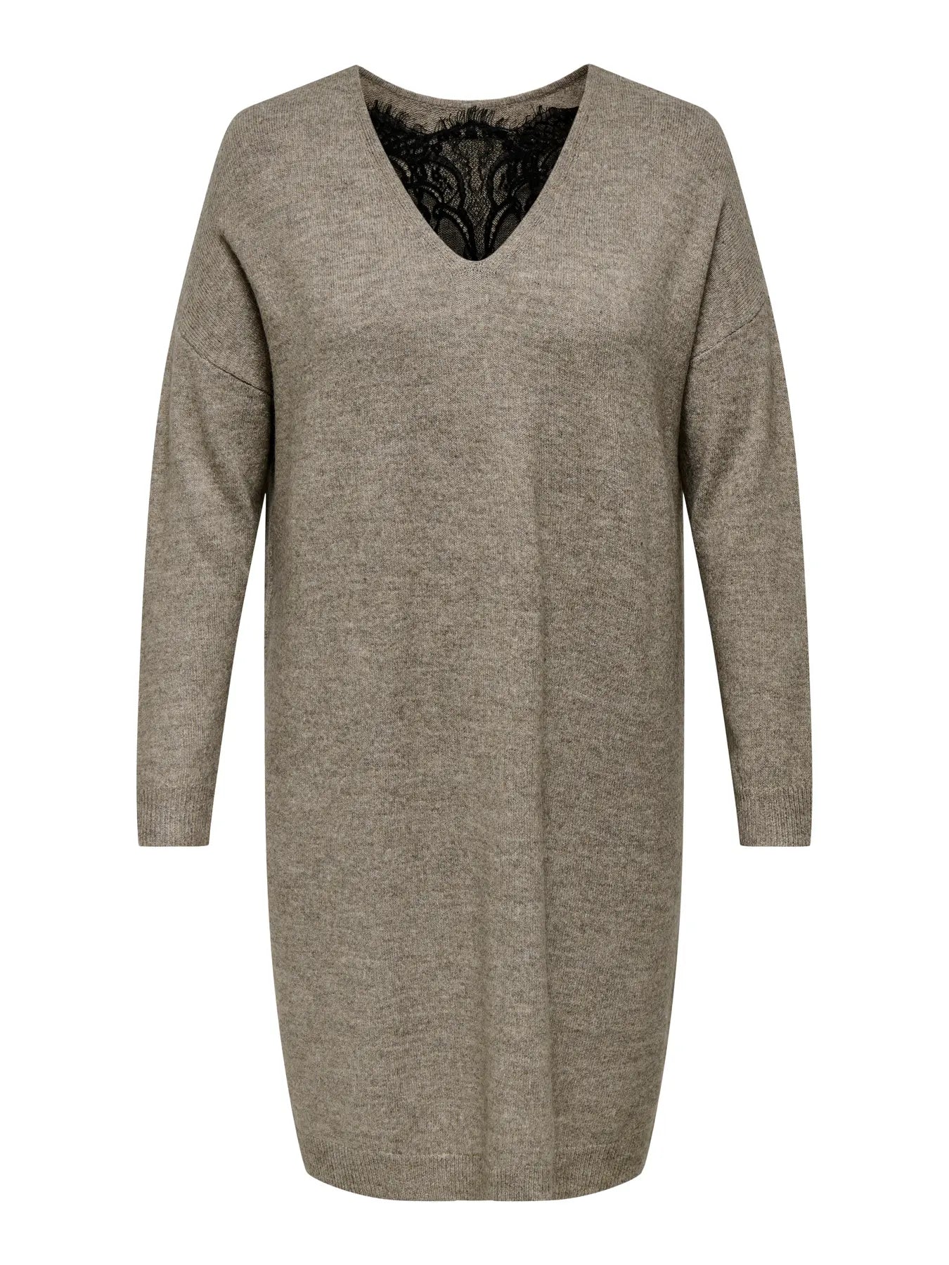 CARADELE LS LACE MIX O-NECK DRESS KNT