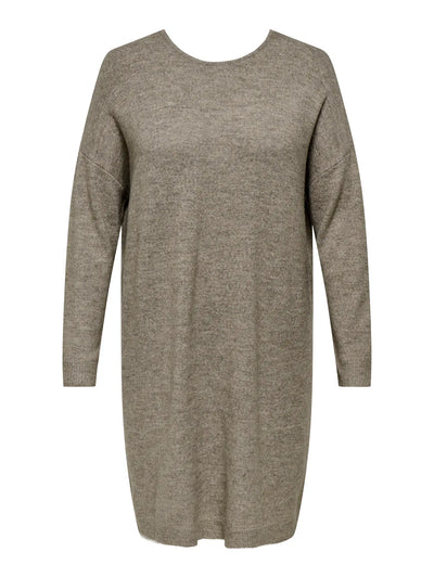 CARADELE LS LACE MIX O-NECK DRESS KNT