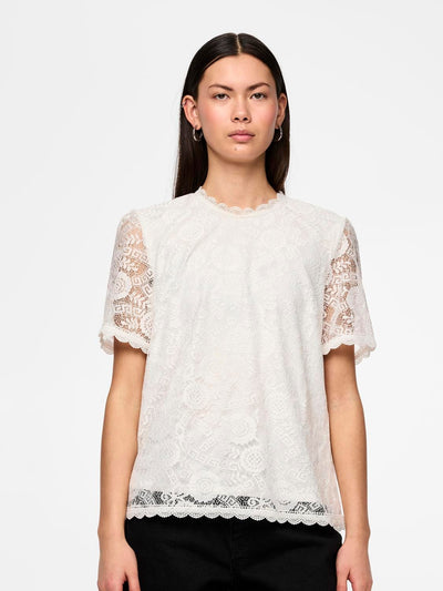 PCOLLINE SS LACE TOP NOOS