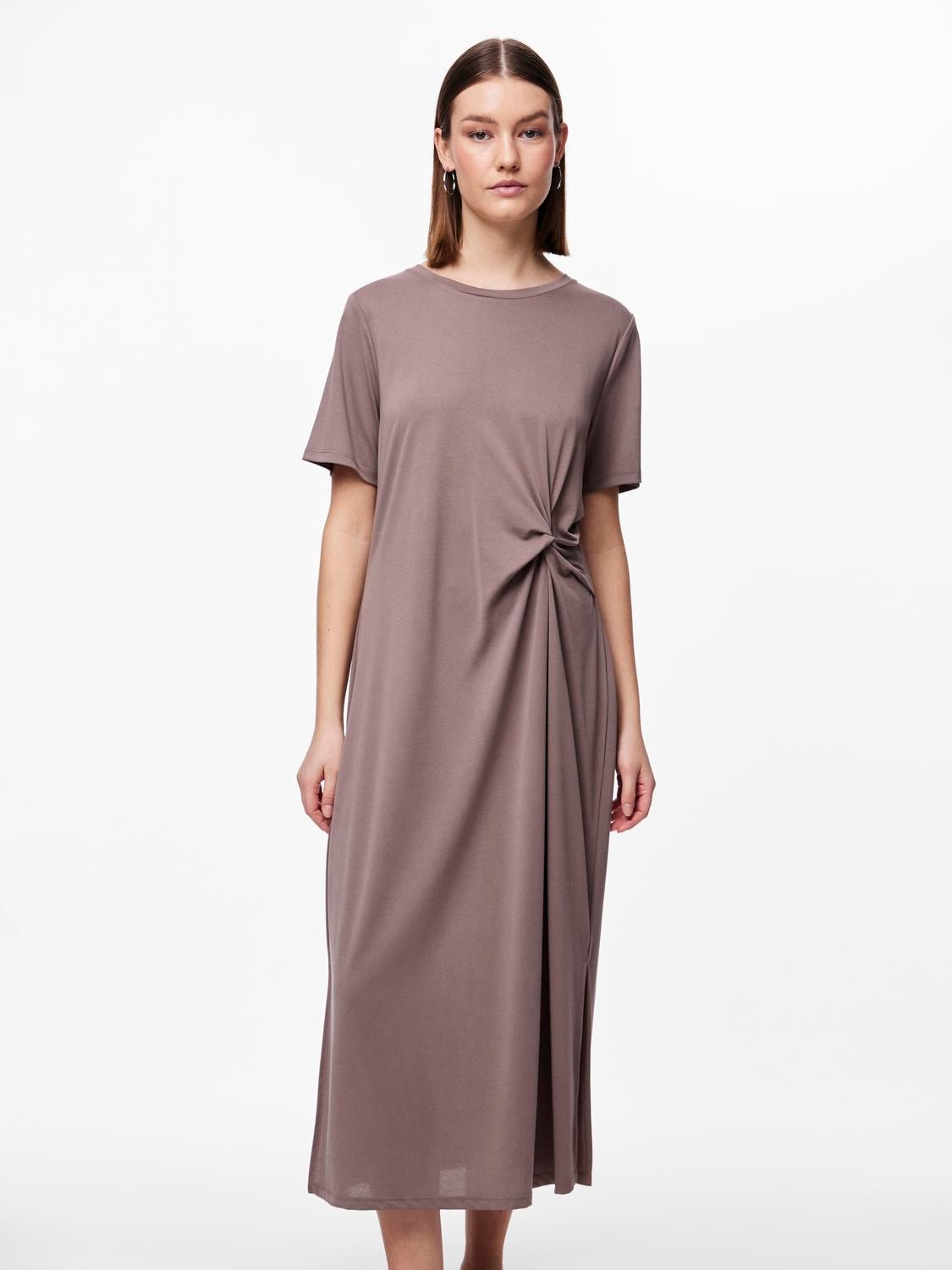 PCANORA SS O-NECK MIDI KNOT DRESS BC