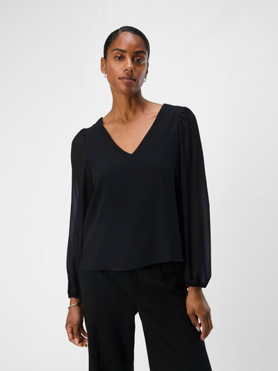 OBJMILA RE L/S V-NECK TOP NOOS