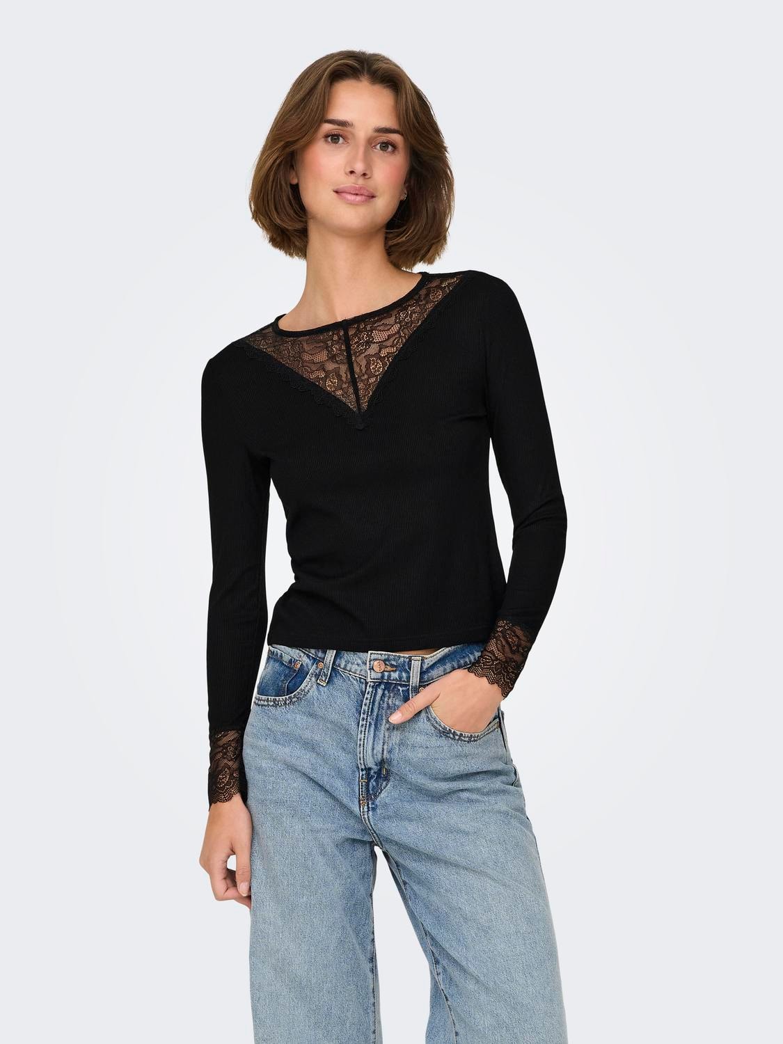 JDYROXY L/S LACE TOP JRS NOOS