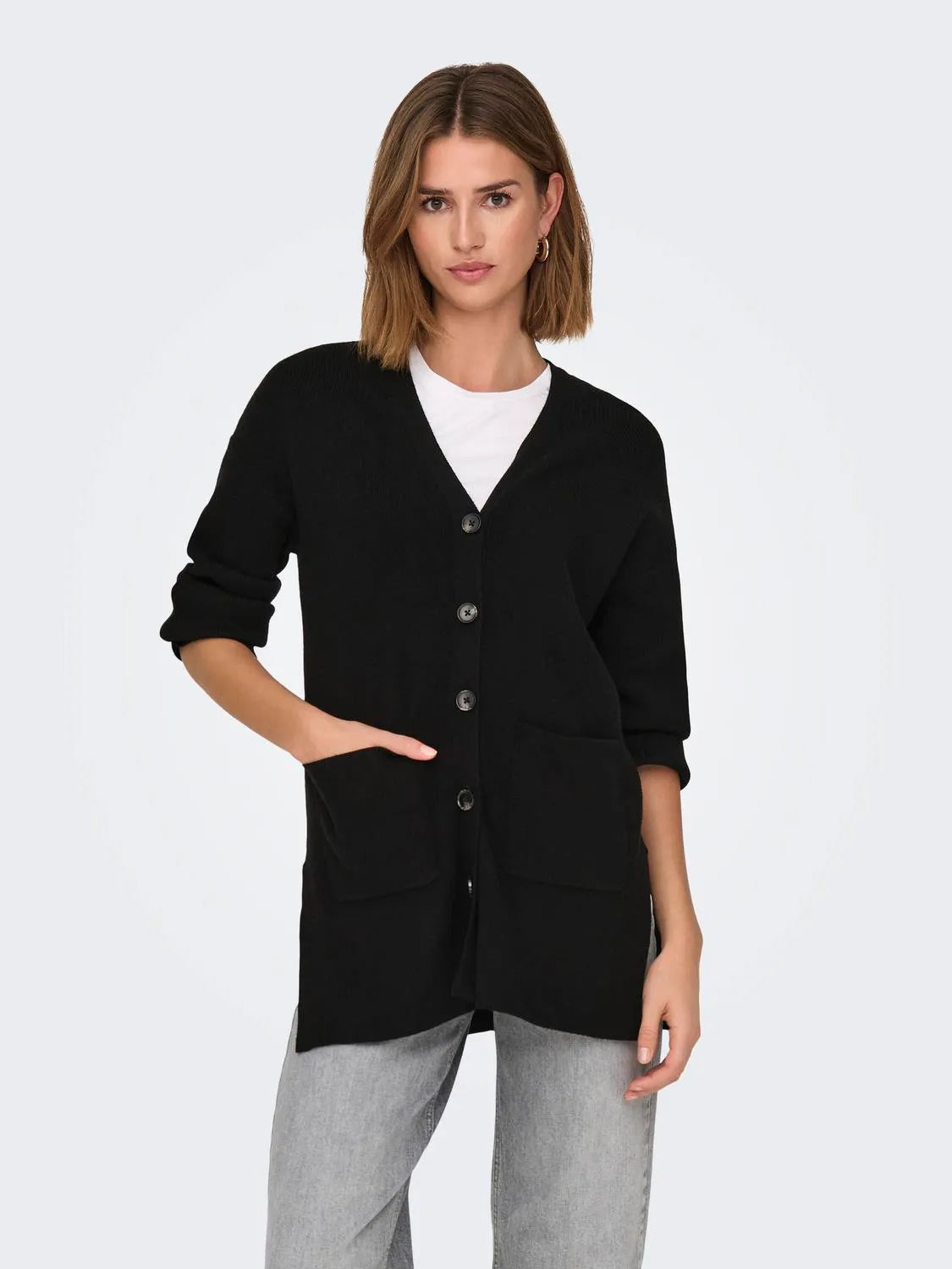 ONLKATIA LS RIB V LOOSE CARDIGAN CC KNT