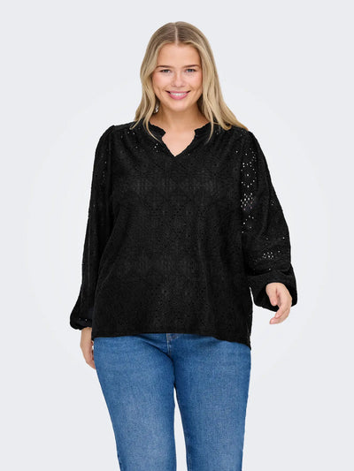 CARLUZIA L/S V-NECK BLOUSE JRS
