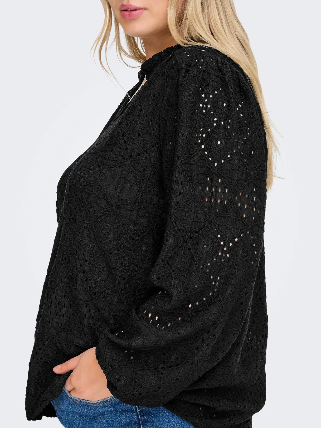CARLUZIA L/S V-NECK BLOUSE JRS