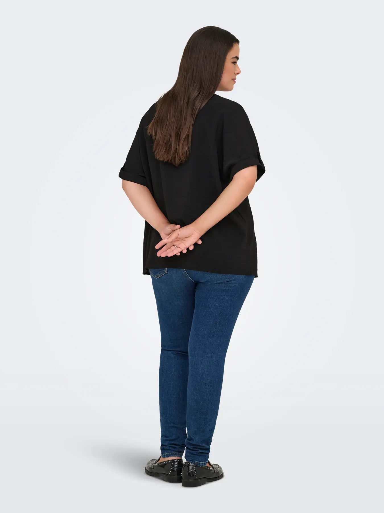 CARMETTA LIFE 2/4 FOLD UP V-NECK TOP WVN